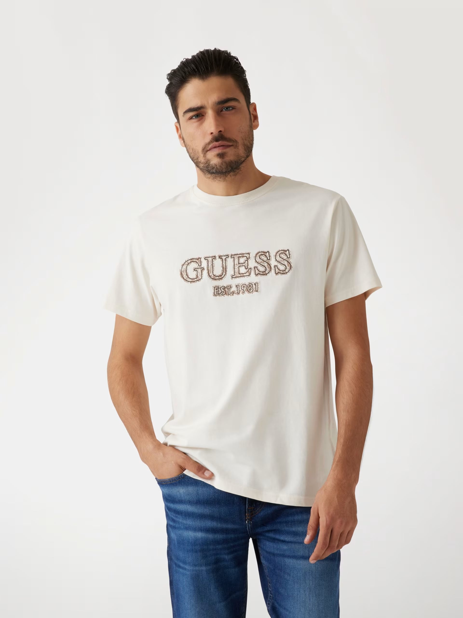 Guess Jeans T-Shirt M4BI75 K8FQ4 Écru Overshirt Fit