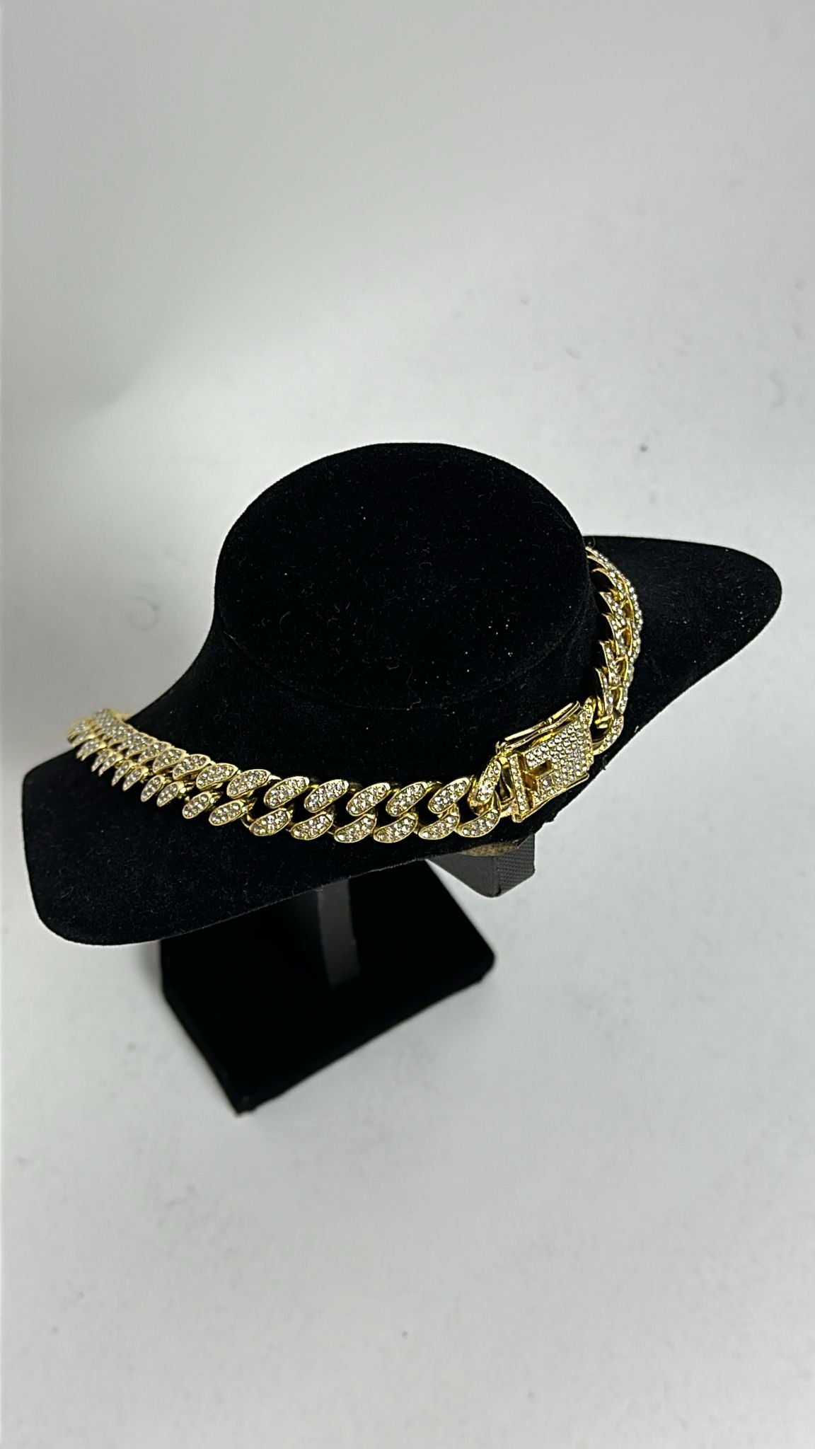 Collar PC cubano brillantes dorado - ref.783D