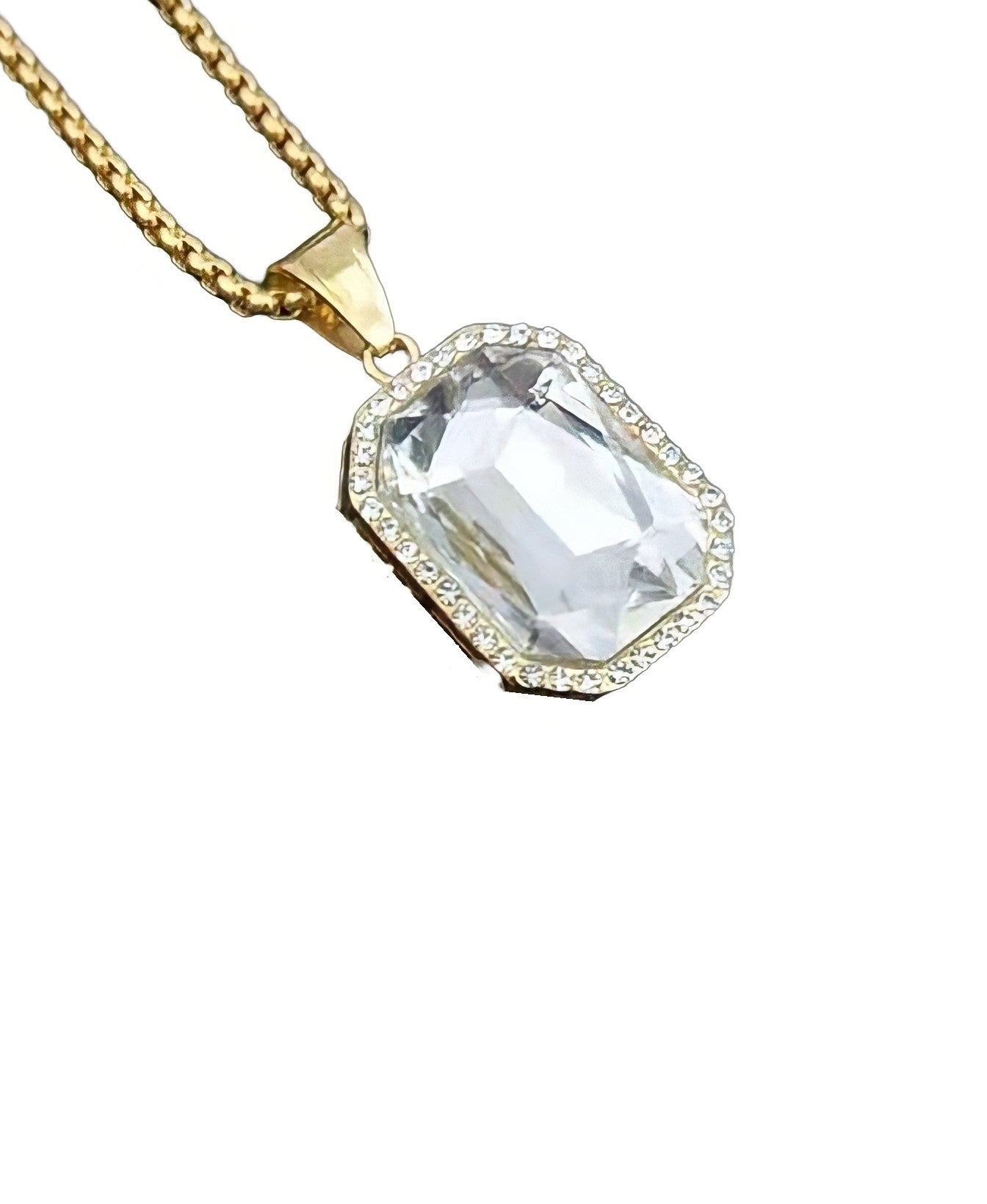 collar piedra plateada