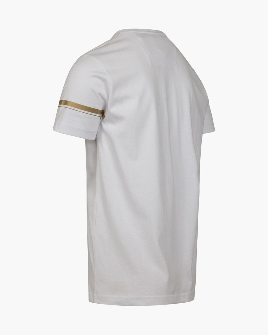 camiseta cruyff blanca detalles dorados