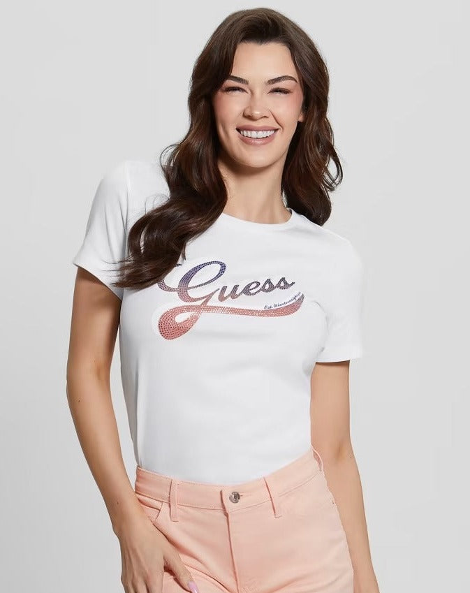 Camiseta guess blanca de mujer - W3GI34 I3Z14 G011 – Pasarela Roja