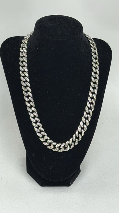 Collar PC cubano brillantes plateado - ref.784P