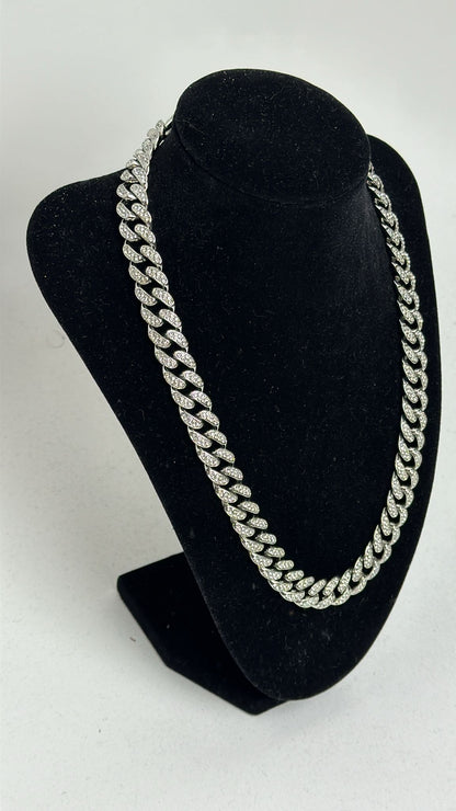 Collar PC cubano brillantes plateado - ref.784P