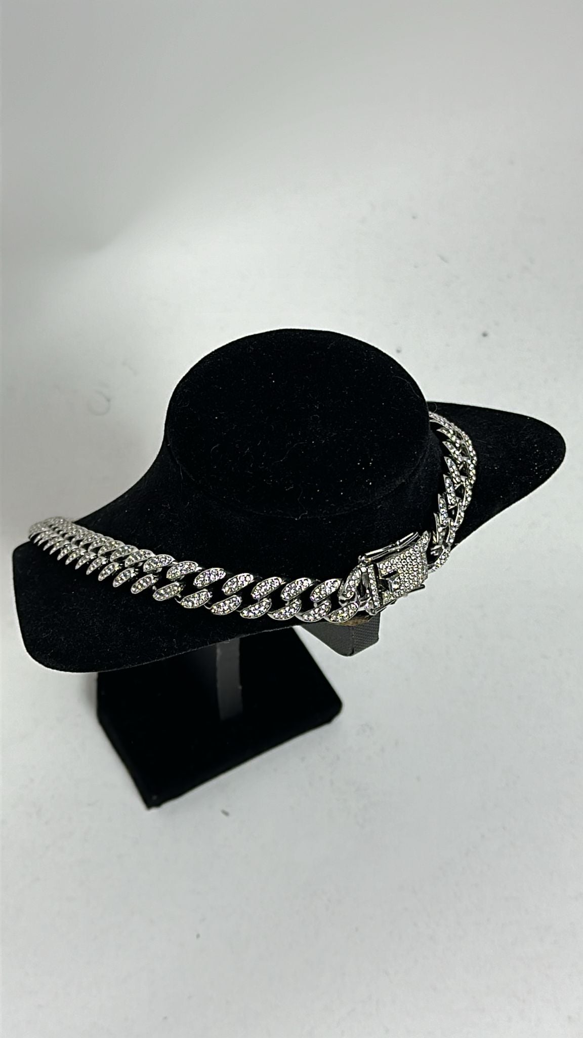 Collar PC cubano brillantes plateado - ref.784P