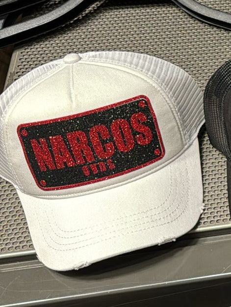 Gorra OVDS - CAPNARCOS BLANCA BRILLANTE ROJO