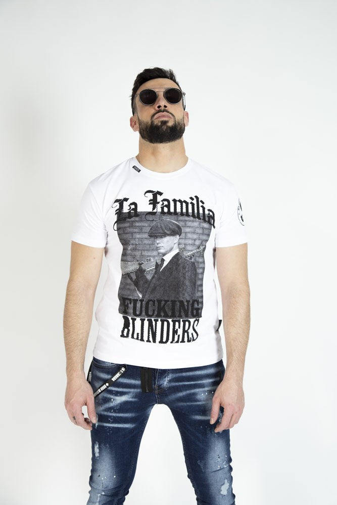 Camiseta OVDS - LA FAMILIA BLINDERS BLANCO