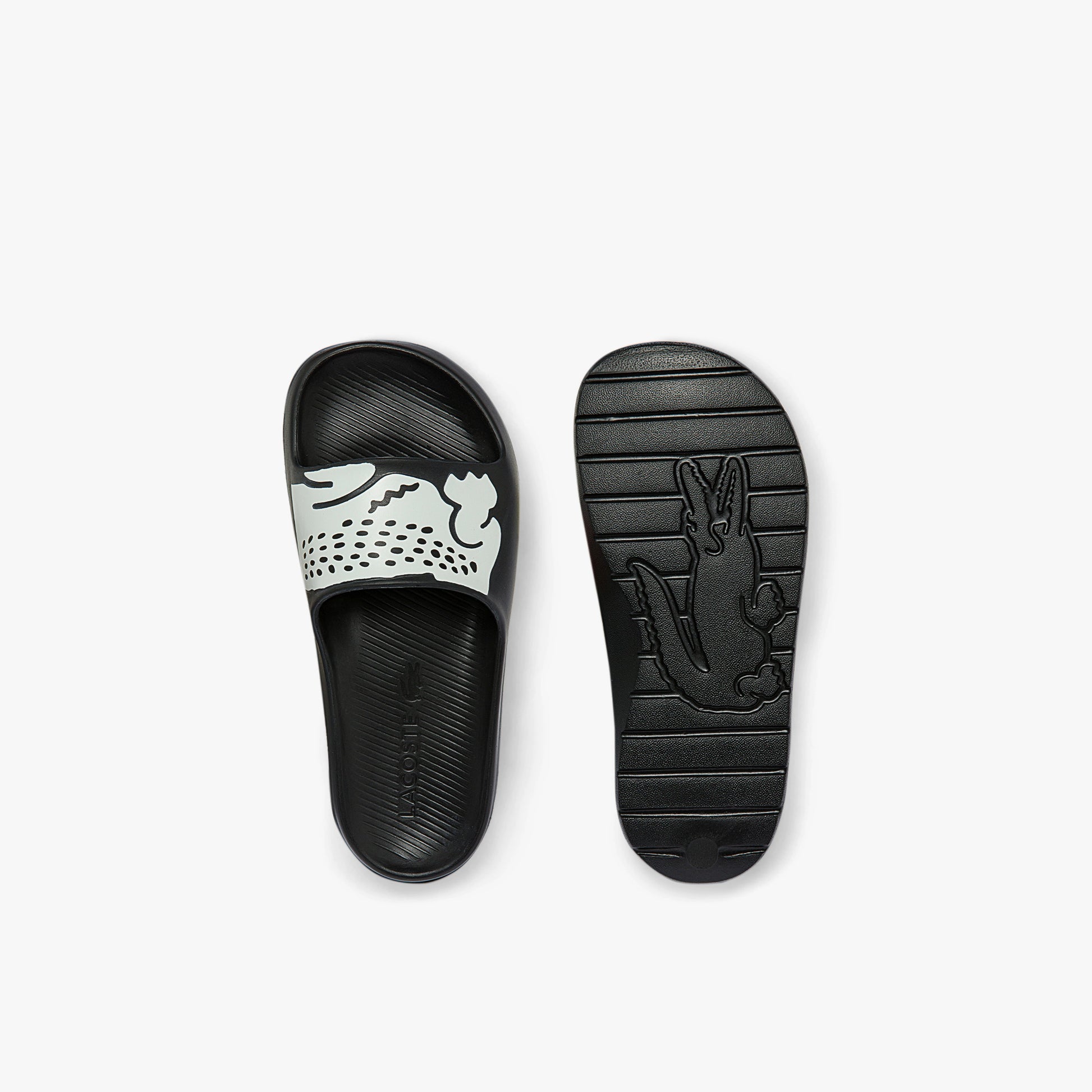 chanclas negras LACOSTE mujer