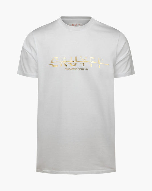 camiseta blanca cruyff estampado dorado