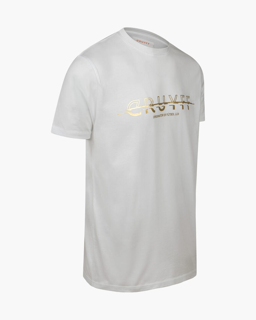 camiseta blanca cruyff estampado dorado