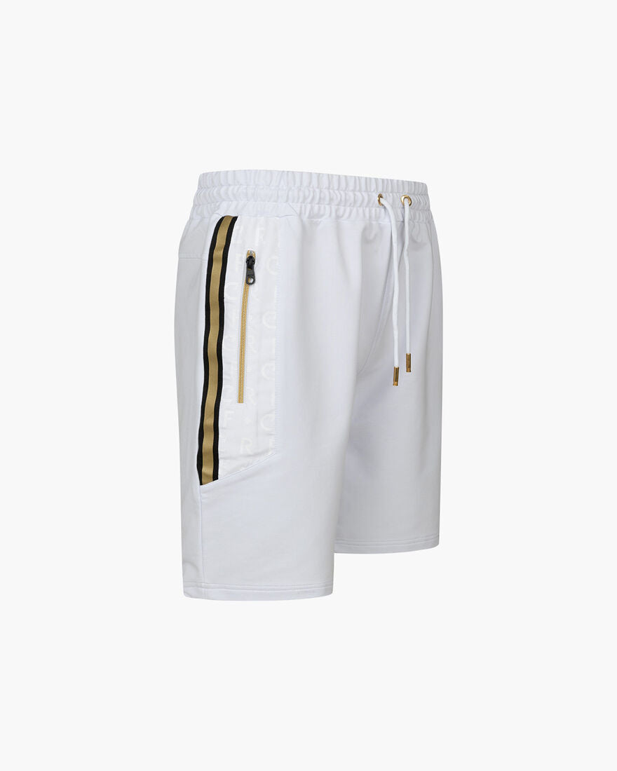 pantalón corto blanco cruyff con detalles dorados