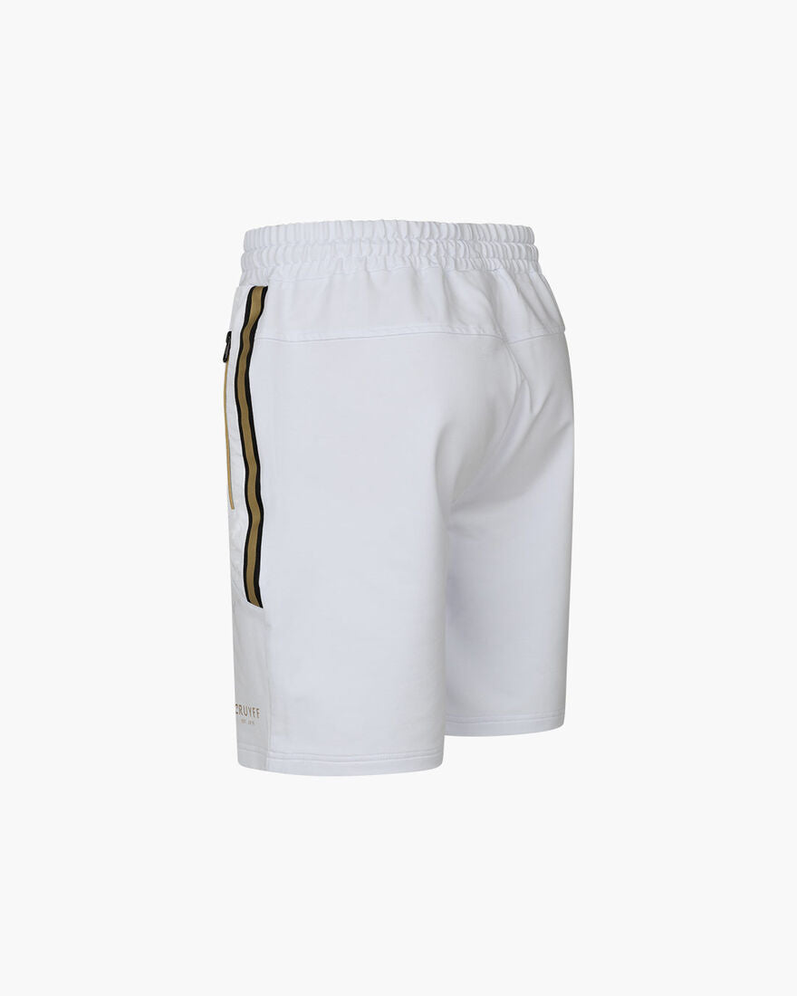 pantalón corto blanco cruyff con detalles dorados