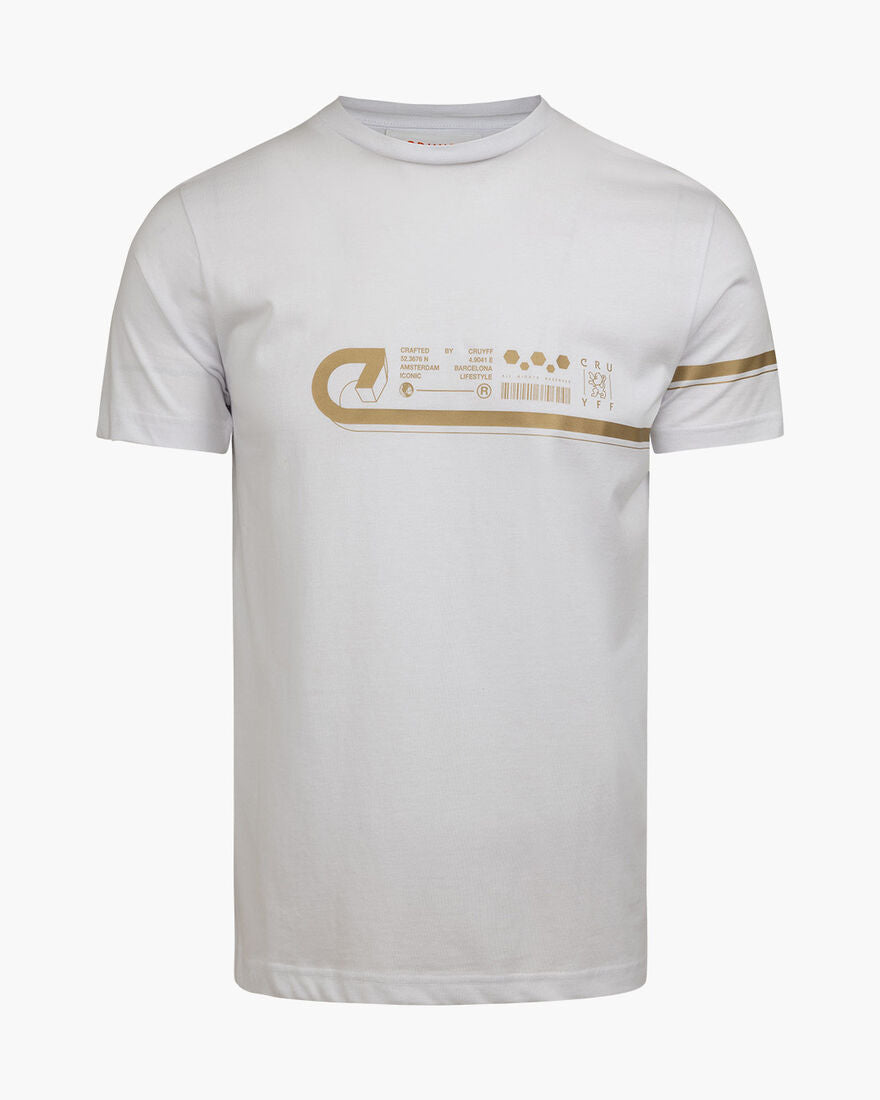 camiseta cruyff blanca detalles dorados