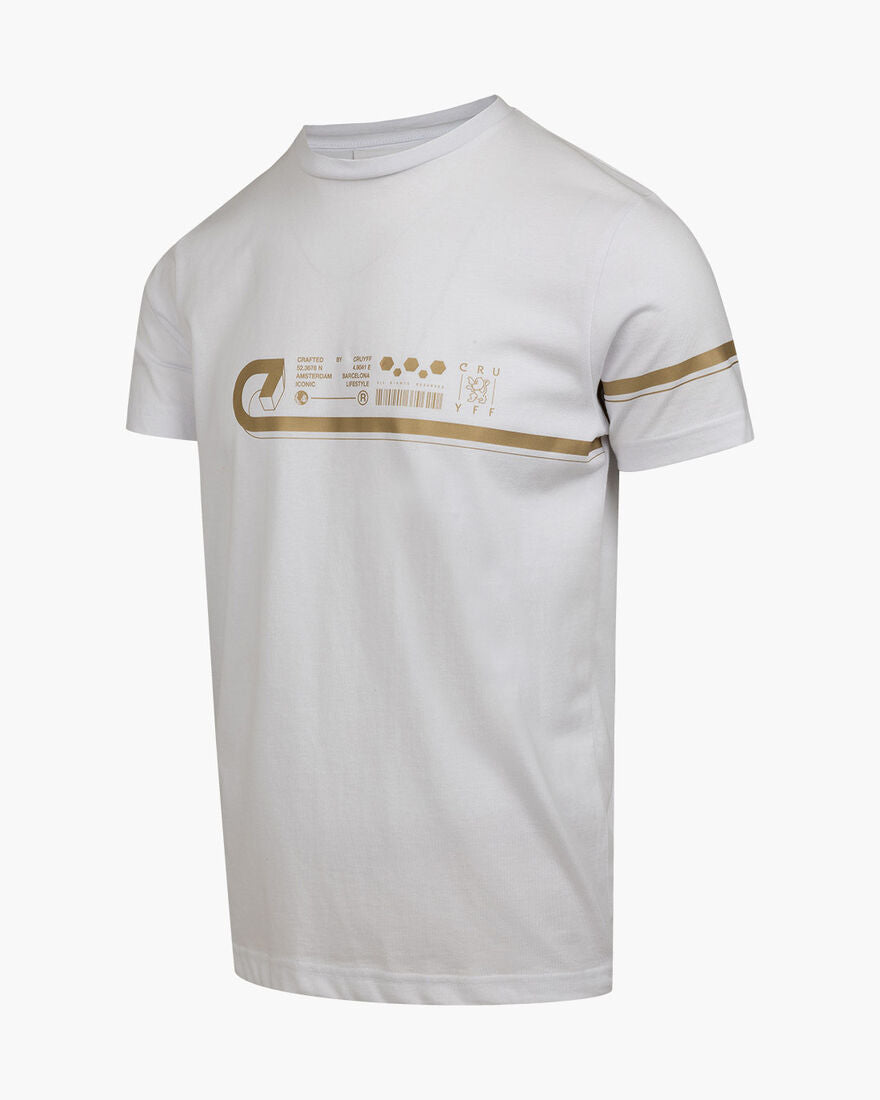 camiseta cruyff blanca detalles dorados