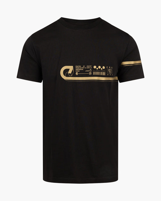 camiseta negra cruyff con detalles dorados