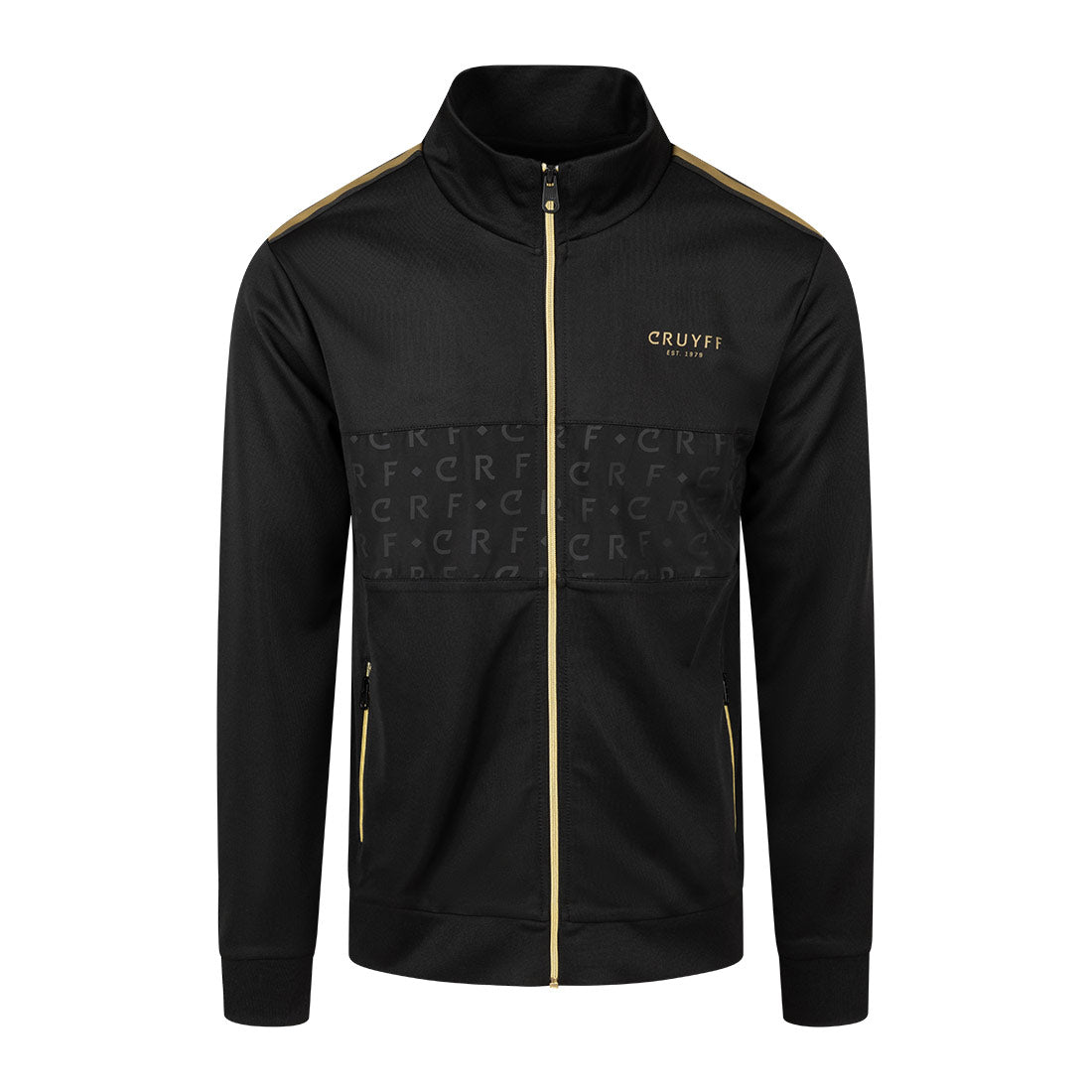 sudadera negra con detalles dorados cruyff