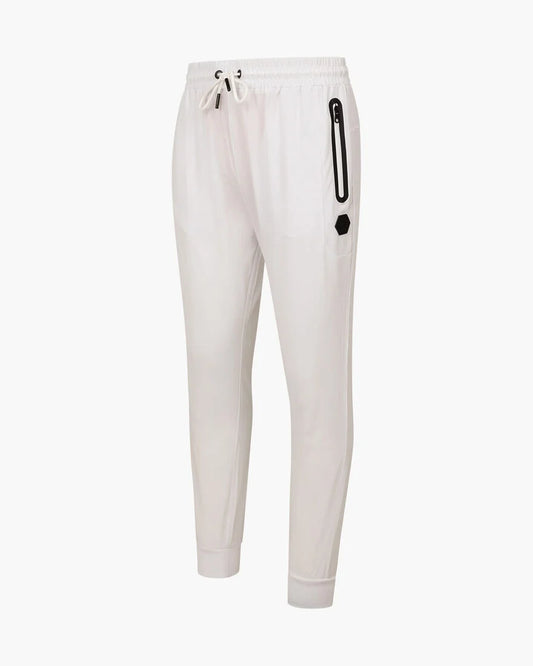 pantalón de chándal blanco con detalles negros