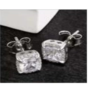 Pendientes PC cuadrado plateado - REF. E5