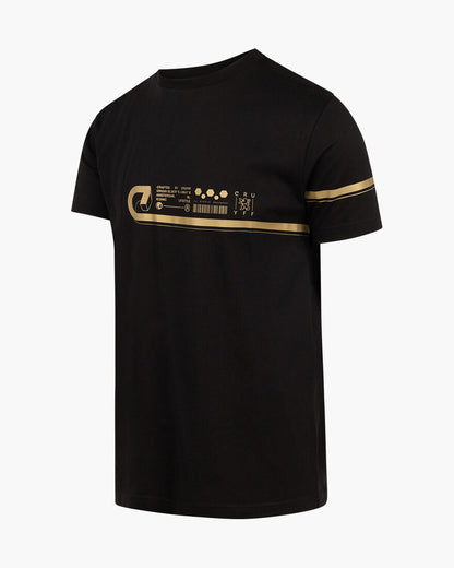 camiseta negra cruyff con detalles dorados