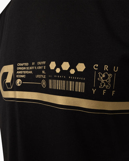 camiseta negra cruyff con detalles dorados