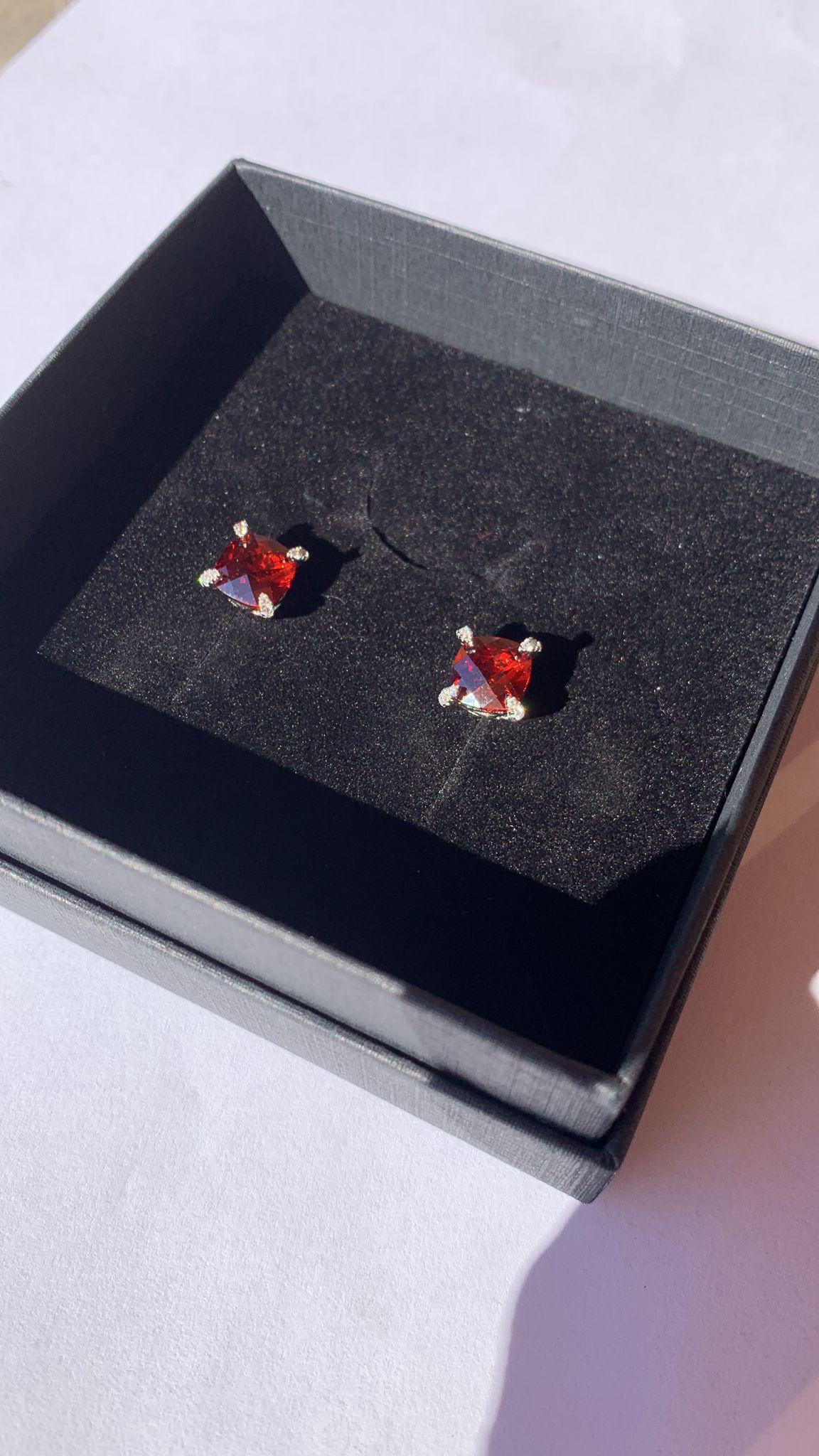 Pendientes PC plata de ley roja - ref.007R