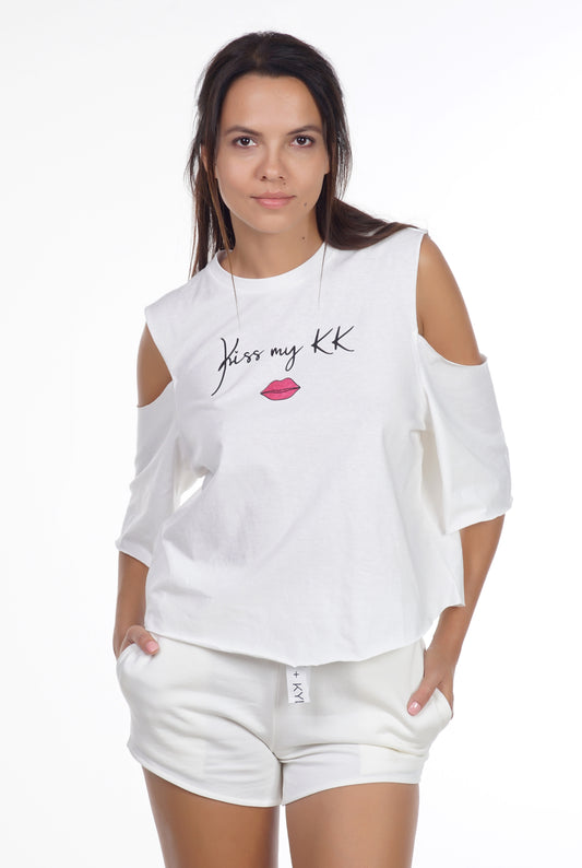 Camiseta Kendall+Kylie lips blanca - KKW344210