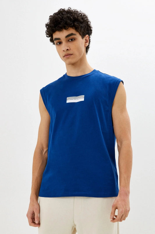 camiseta azul sin mangas antony morato