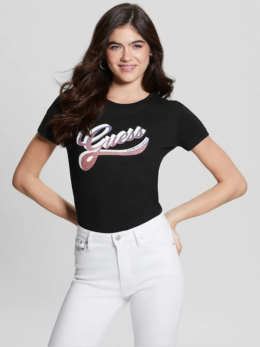 Camiseta negra GUESS mujer - W3GP43 K9I51 JBLK – Pasarela Roja