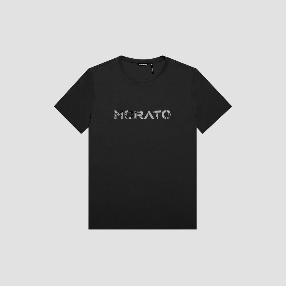 camiseta negra logo blanco morato